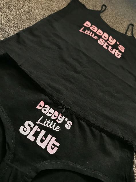 daddy s little slut knickers vest twin set bdsm submissive sub kinky sexy ebay