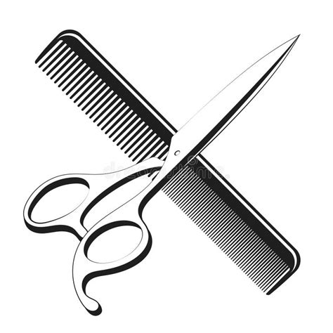 Scissors And Comb With Hair Dryer Silhouette Stock Vector