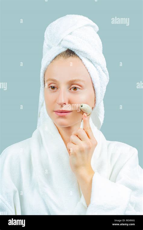 Face Massage Facial Beauty Treatment Beautiful Woman Getting Massage Face Using Roller