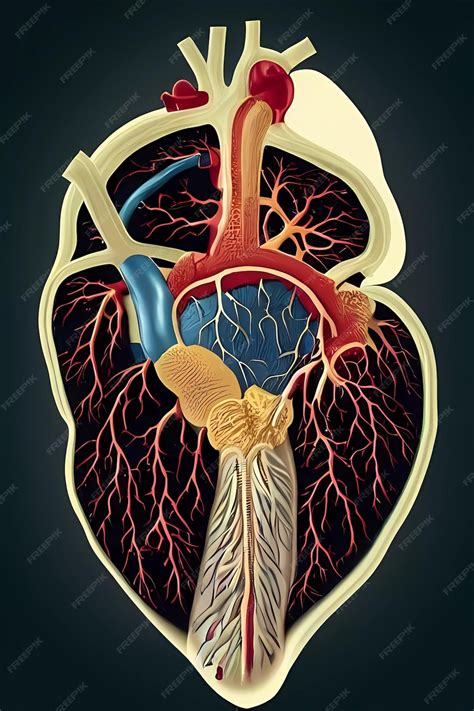 장기가 있는 인간의 심장 인간의 심장 해부학 인간의 심장 해부학 빨간색 프리미엄 사진