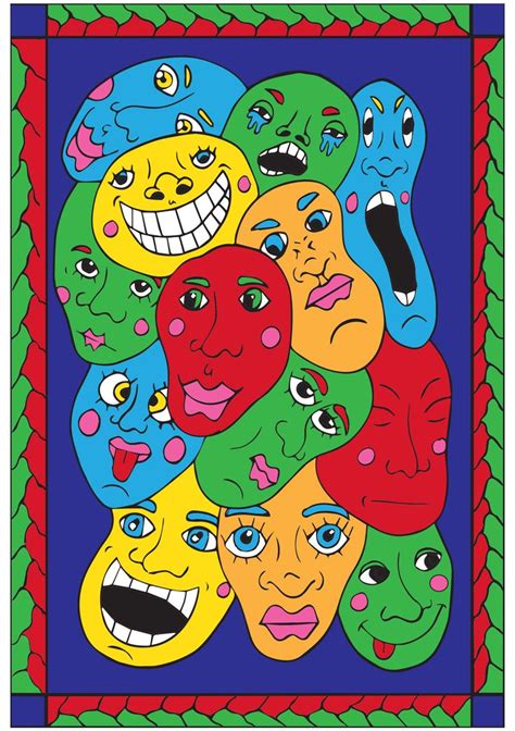 Colourful Trippy Faces Illustration Wall Art Print Illustration Wall