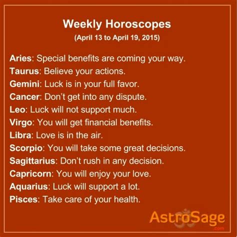AstroSage Magazine: Weekly Horoscope (April 13 - April 19, 2015)