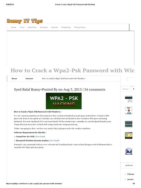 How To Crack A Wpa2 Psk Password With Windows Wireless Lan Wi Fi