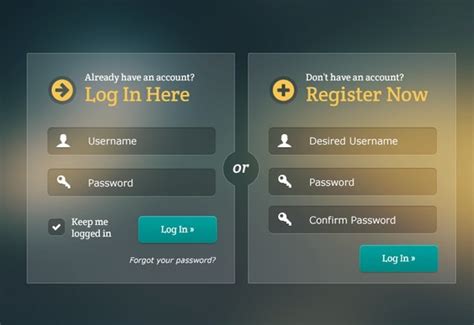 Free Glassy And Transparent Login And Register Forms Psd Titanui