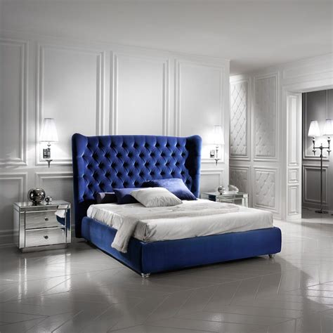 High End Italian Velvet Winged Designer Bed Juliettes Interiors Bed