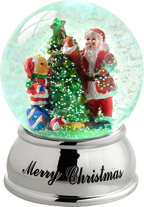Werchristmas Santa And Tree Snow Globe Colour Changing