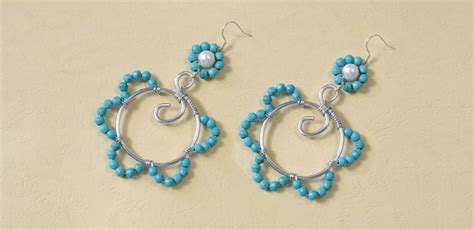 Beader Garden Diy Wire Wrapped Earrings With Turquoise Beads And Pearl
