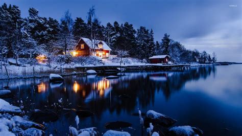Free Download Winter Cabin Wallpaper 84455 Newsmov 1366x768 For Your