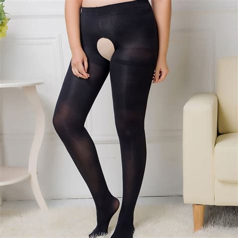 65 130kg Sexy Women Autumn Winter Tights Open Crotch Crotchless Sheer