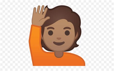 Medium Skin Tone Emoji Emoji Levantando A Mão Person Raising Hand