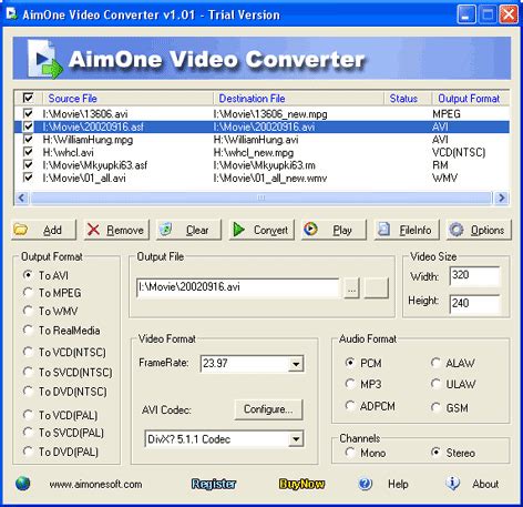 Aimone Video Converter Convert Avi Asf Wmv Divx Rm Dvd Vcd Svcd