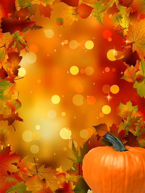 Autumn Leaves And Pumpkins Halation Background Vector Free Download