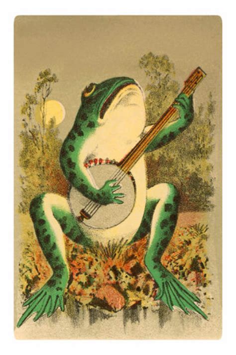 Free Public Domain Image Of Frog Playing Banjo Free Vintage Illustrations