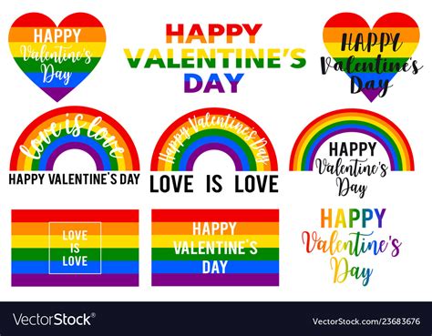 valentines day cards rainbow flag lgbt royalty free vector