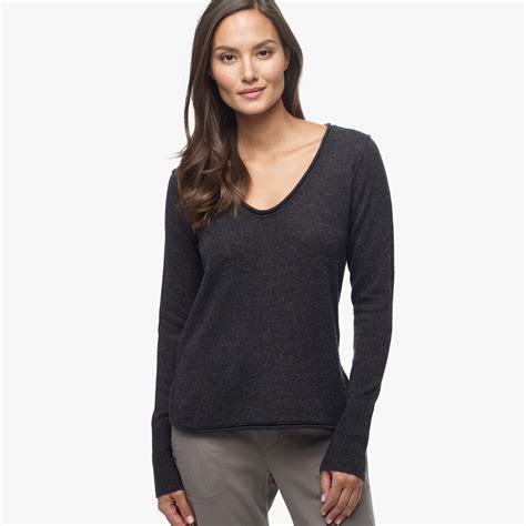 James Perse Cashmere Soft V Neck Sweater In Gray Lyst