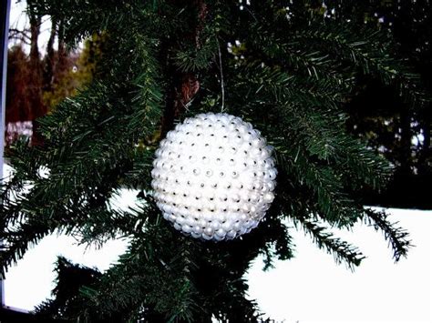 Handmade Beaded White Pearl Ball Christmas Tree Ornament Handmade