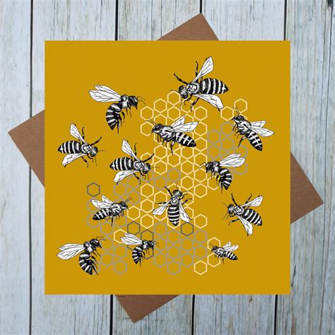 Bee Greetings Card Honey Bee Card Bee Card Greetings Card Etsy