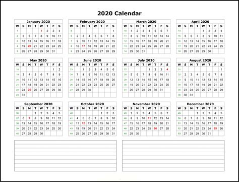 Take Printable 2020 Yearly Calendar With Boxes Calendar