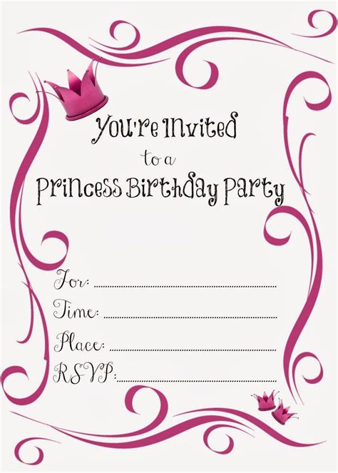 Free Printable Birthday Party Invitations Princess
