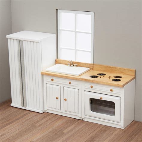 No small space is complete without just the right dollhouse furniture. Dollhouse Miniature White Kitchen Set - Kitchen Miniatures - Dollhouse Miniatures - Doll ...