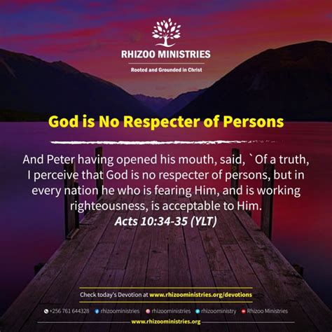 God Is No Respecter Of Persons Rhizoo Ministries