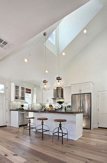 Cool Lofted Ceiling Contemporary Kitchen Design Vaulted Ceiling