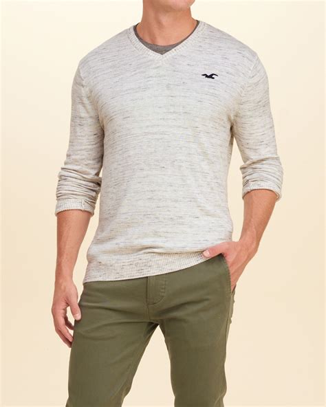 Lyst Hollister V Neck Icon Sweater In Gray For Men