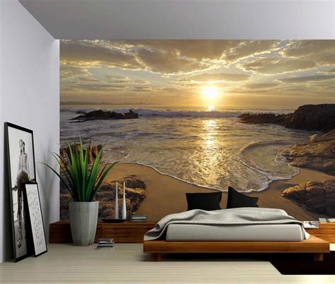 Sunrise Sea Ocean Wave Sunset Beach Large Wall Mural Etsy Parement