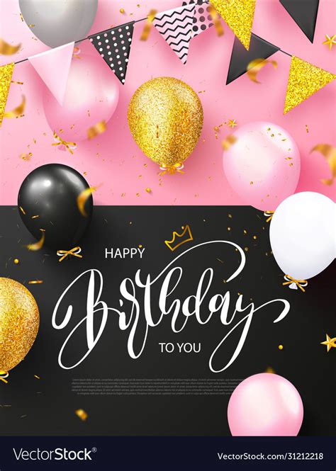 Happy Birthday Poster With Balloons Garland Vector Image