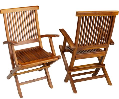 Buy Teakcraft Teak Folding Arm Chair 2 Piece Foldable Chairs Set