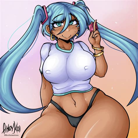 Rule 34 1girls Ahoykoi Areolae Bare Thighs Big Ass Big Breasts Blue Hair Bracelet Breasts