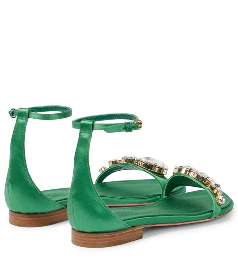 Embellished Satin Sandals In Green Giambattista Valli Mytheresa