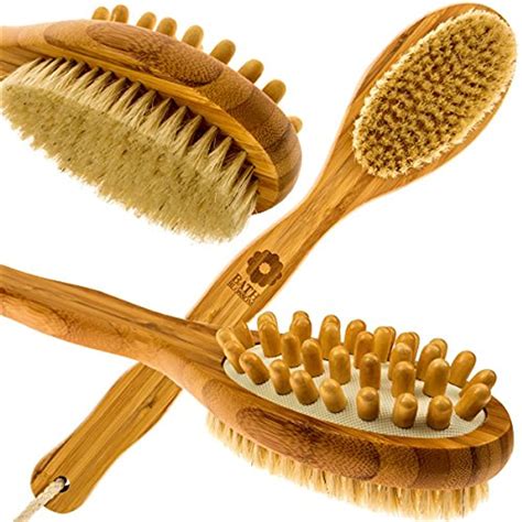 Bamboo Body Brush For Back Scrubber Natural Bristles Shower With Long