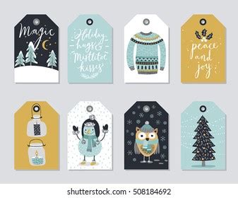 Set Beautiful Christmas Gift Tags Hand Stock Vector Royalty Free Shutterstock
