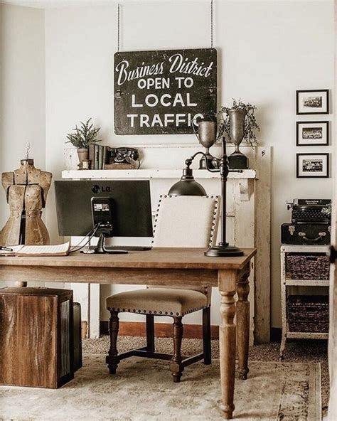 34 Gorgeous Vintage Cozy Farmhouse Office Decor Ideas Có Hình ảnh