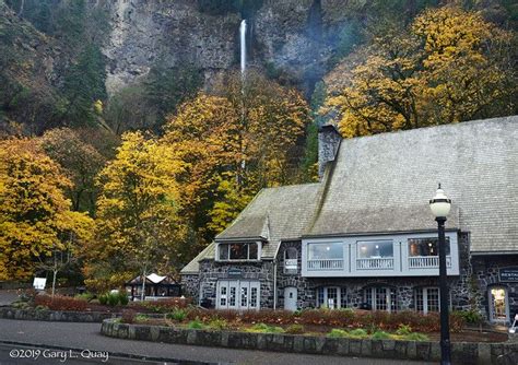 Multnomah Falls Lodge In The Columbia Gorge Oregon Taken In Autumn