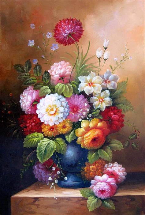 Vase Flower 24x36 In Stretched Oil Painting Canvas Art Wall Decor