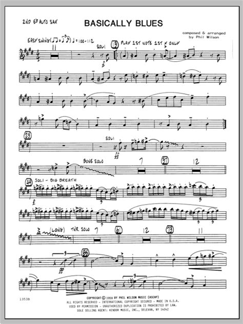 Basically Blues Alto Sax 2 At Stantons Sheet Music