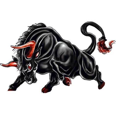 Raging Black Bull Tattoo Design