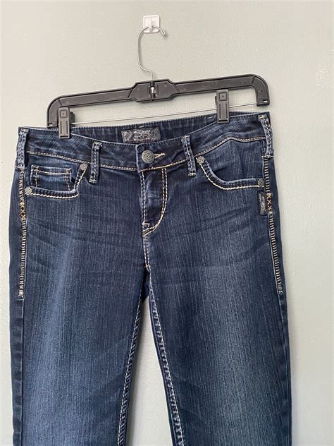Silver Aiko Slim Bootcut Womens Denim Blue Jeans Gem