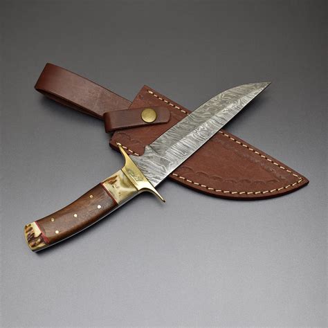 Damascus Steel Fixed Blade Full Tang Bowie Knife The Blade Point