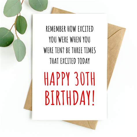 30th birthday card funny 30th birthday card 30th birthday card for male or female 30th
