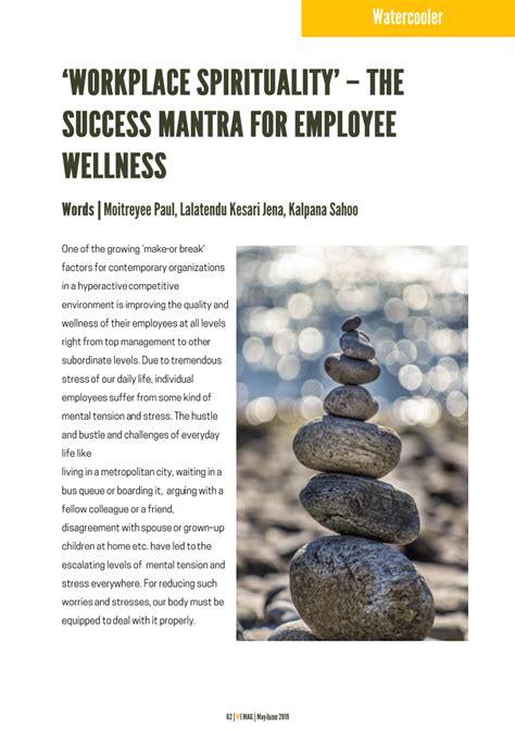 Pdf Workplace Spirituality The Success Mantra For Employee Wellness