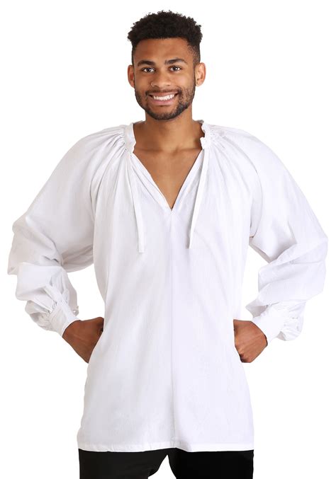 Mens Plus Size White Peasant Shirt