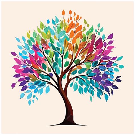 Premium Vector Elegant Colorful Tree With Vibrant Leaves Hanging