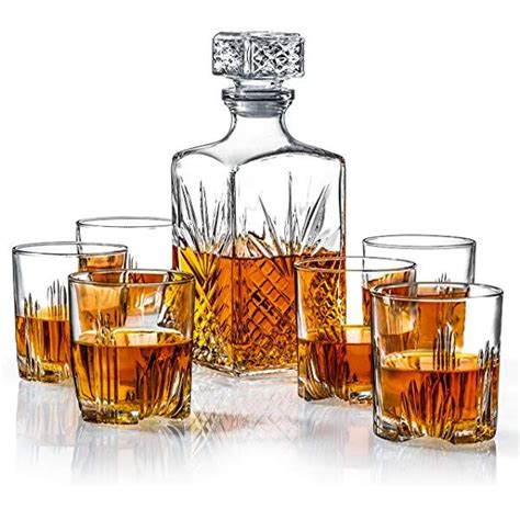 Amazonsmile Paksh Novelty 7 Piece Italian Crafted Glass Decanter And Whisky Glasses Set Elegant