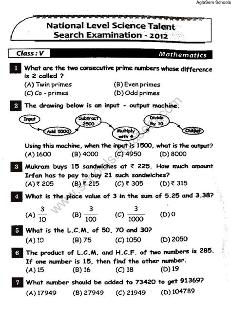 Straightforward ideas are communicated, using some appropriate language (in order to; NSTSE 2012 Question Paper for Class 5