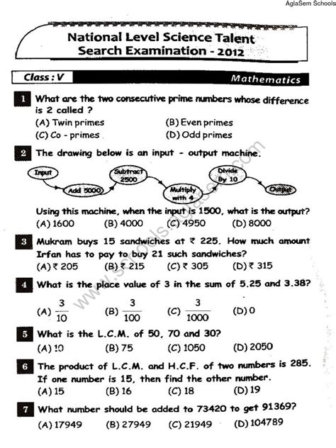 Learn vocabulary, terms and more with flashcards, games and other study tools. NSTSE 2012 Question Paper for Class 5