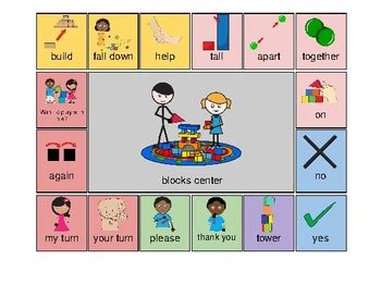 Aac Aided Language Communication Board For Blocks Play Center Tpt
