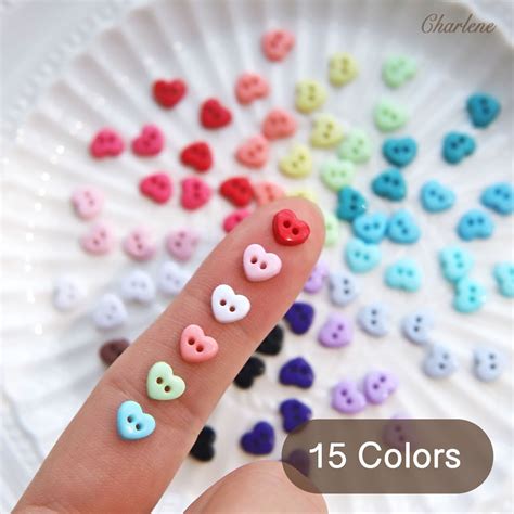 6mm Tiny Heart Shape Buttons In 15 Colors Micro Mini Etsy Canada